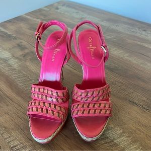 Cole Haan Pink Platform Ankle Strap Heels size 8 Like New w/dust covers & box